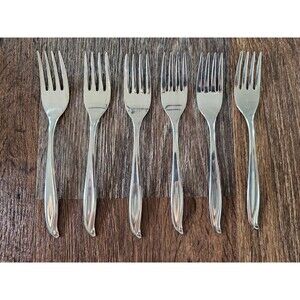 International Silver Stainless Tradewinds Jamaica 6 Salad Forks 6 3/8" Swirled